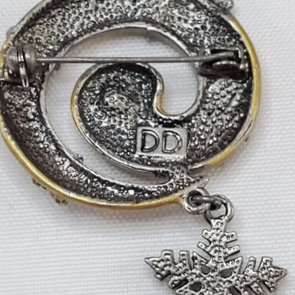 DD Patricia Darling Dash Hope Snowflake Brooch Aurora Borealis Crystal Swirl